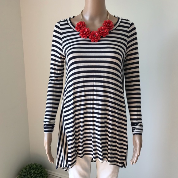 Zara Blue and White Striped Tunic - Picture 2 of 8